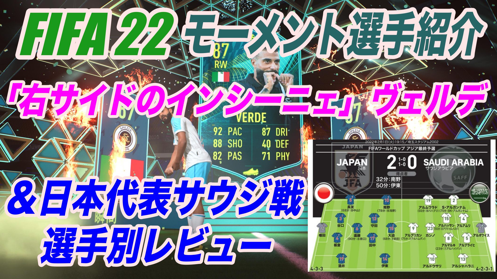 Fifa 22 長友佑都魂の68分 日本代表サウジ戦選手別レビュー モーメント ダニエレ ヴェルデ 紹介 Wisteriaのefootball Fifa 欧州サッカーブログ