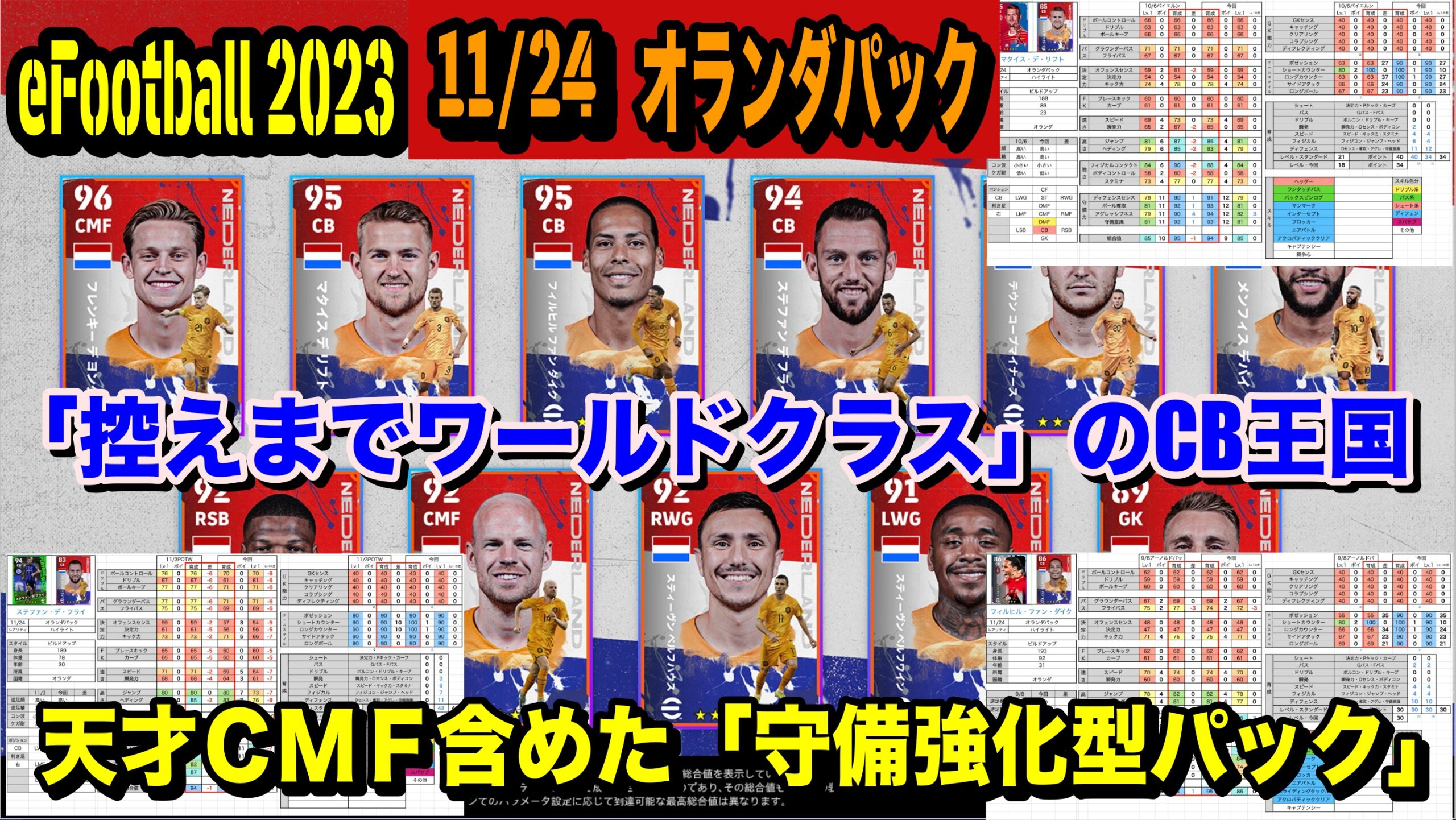 Efootball 23 控えもワールドクラス 笑 超強力なcb陣と天才mfが目玉 11 24登場オランダパックを大解剖 Wisteriaのefootball Fifa 欧州サッカーブログ