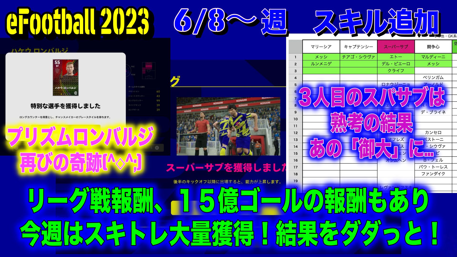 eFootball 2023】6/8〜週  スキル追加：リーグ戦報酬＆１５億ゴール達成で大量獲得！＆「プリズムロンバルジ」再びの奇跡！＆待望のスパサブ３人目は…。 |  WISTERIAのeFootball・欧州サッカーブログ