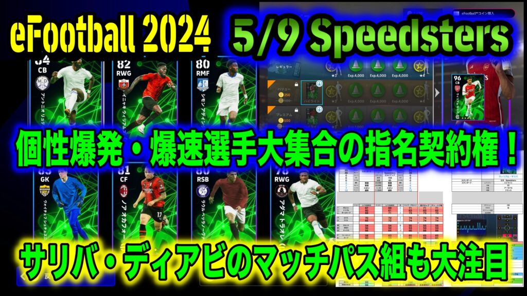 eFootball 2024】5/9 指名契約権＆マッチパス「Speedsters」大