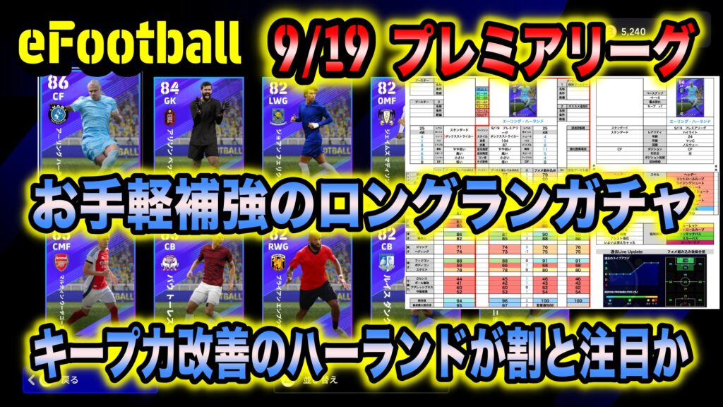 eFootball】9/19 ハイライトプレミアリーグ：恒例・お手軽補強の